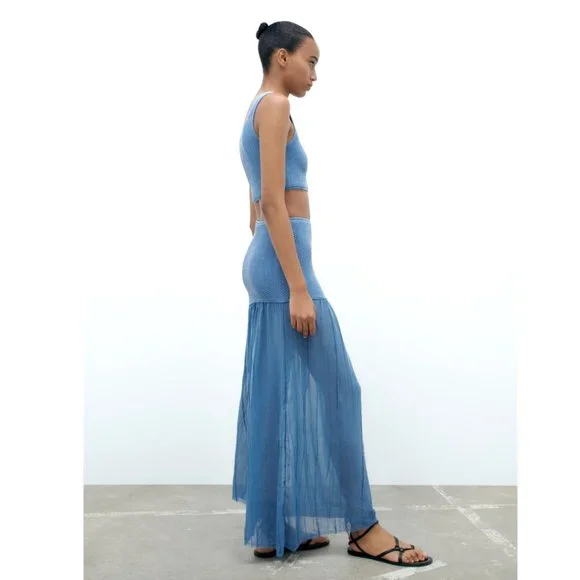 ZARA CONTRAST KNIT TEXTURED STRETCHY SKIRT - www.joarbit.com